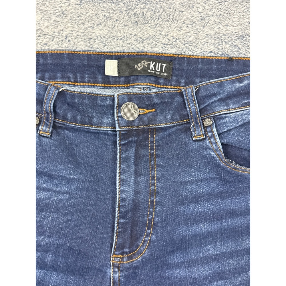 Kut from the Kloth Womens 10 Blue Skinny Jeans Step Hem Raw Edge Frayed - Picture 5 of 15